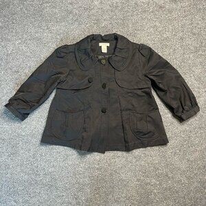 Vertigo Womens Utility Jacket Black Waist Length Buttons Pockets Collar XS